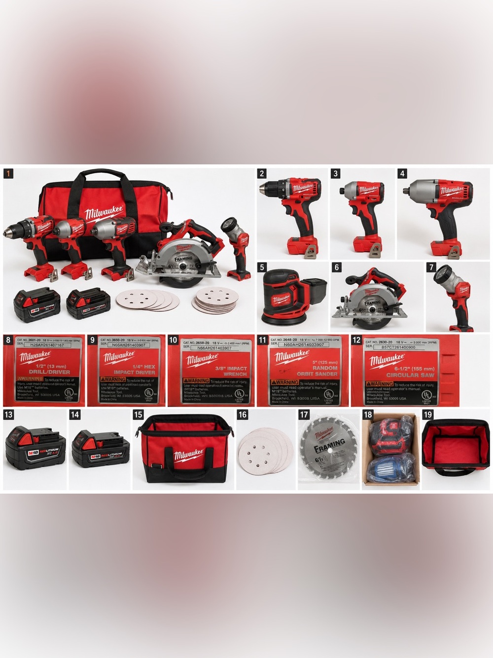 Milwaukee 18V Cordless Power Tool Combo with Bag and Accessories NWOT